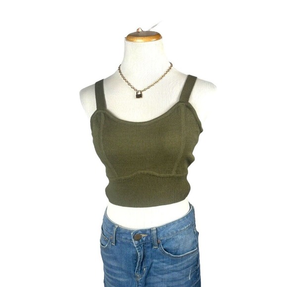 House Of Harlow‎ Sweater Tank Crop Olive Knit Size Large - Picture 2 of 5